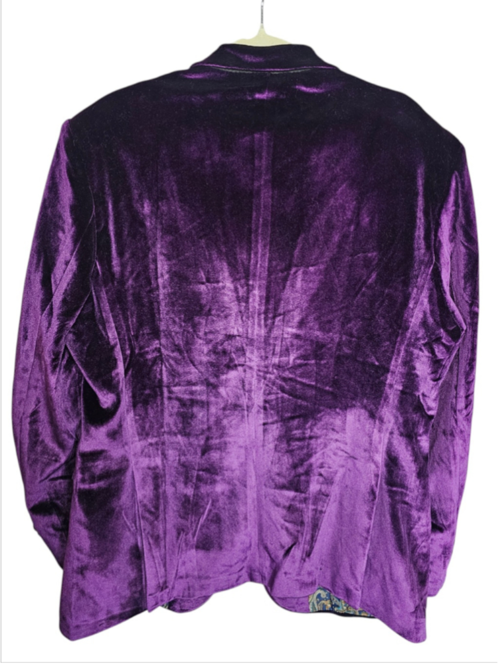WEEN CHARM Blazer Purple Velvet with Blue Paisley Lining XL NWT - Picture 2 of 6